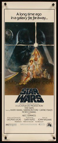 3j006 STAR WARS insert '77 George Lucas classic sci-fi epic, great art by Tom Jung!