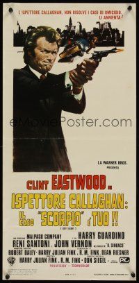 3j292 DIRTY HARRY Italian locandina R70s Clint Eastwood pointing gun, Don Siegel crime classic!