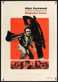 3j318 MAGNUM FORCE linen int'l 1sh '73 Clint Eastwood is Dirty Harry pointing his huge gun!