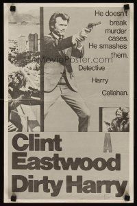 3j309 DIRTY HARRY New Zealand daybill '71 great c/u of Clint Eastwood pointing gun, Don Siegel!