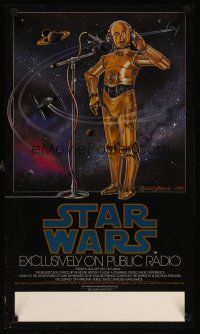 3j063 STAR WARS RADIO DRAMA special 17x29 '81 art of C-3PO at microphone by Strain!