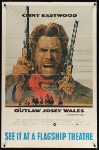 3j406 OUTLAW JOSEY WALES half subway '76 Clint Eastwood is an army of one, cool double-fisted art!