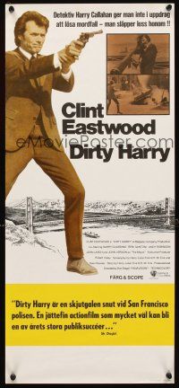 3j306 DIRTY HARRY Swedish stolpe '72 Clint Eastwood pointing gun, Don Siegel crime classic!