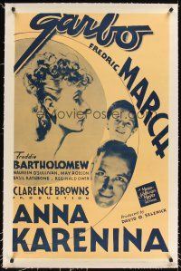 3k254 ANNA KARENINA linen 1sh R48 beautiful Greta Garbo, Fredric March, Freddie Bartholomew!