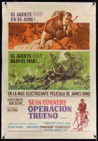 3k038 THUNDERBALL linen Argentinean '65 art of Sean Connery as secret agent James Bond 007!