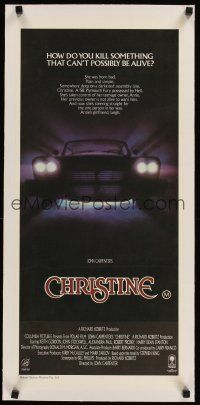 3k062 CHRISTINE linen Aust daybill '83 written by Stephen King, John Carpenter, creepy car image!