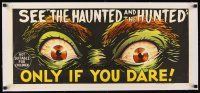3k063 DEMENTIA 13 linen teaser Aust daybill '63 The Haunted and the Hunted, creepy eye stone litho!