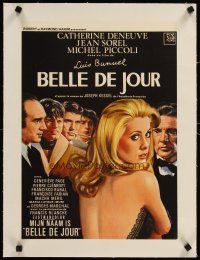 3k125 BELLE DE JOUR linen Belgian '67 Luis Bunuel, close up of sexy Catherine Deneuve!