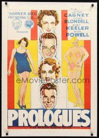 3k089 FOOTLIGHT PARADE linen pre-War Belgian '33 different art of Cagney, Blondell, Keeler & Powell