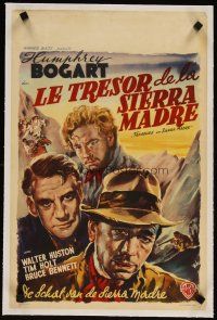 3k153 TREASURE OF THE SIERRA MADRE linen Belgian '48 Humphrey Bogart, Holt & Huston, cool Wik art!