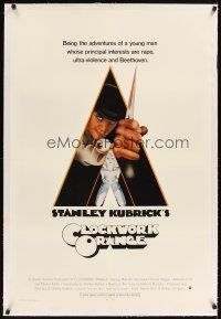 3k293 CLOCKWORK ORANGE linen int'l 1sh '72 Stanley Kubrick classic, Castle art of Malcolm McDowell!