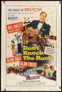 3k310 DON'T KNOCK THE ROCK linen 1sh '57 Bill Haley & his Comets, sequel to Rock Around the Clock!