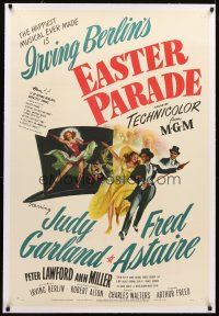 3k314 EASTER PARADE linen style D 1sh '48 art of Judy Garland & Fred Astaire, Irving Berlin musical