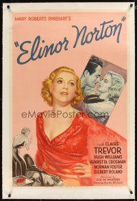 3k315 ELINOR NORTON linen 1sh '34 wonderful stone litho of pretty Claire Trevor torn between lovers