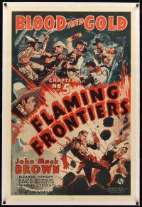 3k323 FLAMING FRONTIERS linen chapter 5 1sh '38 great art of cowboys & Indians, Blood & Gold!