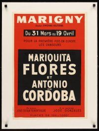 3k180 MARIGNY linen French stage show poster '50s dancers, piano & guitar performances!