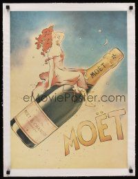 3k196 MOET & CHANDON CHAMPAGNE linen 18x24 French advertising poster '75 art by McLinden!