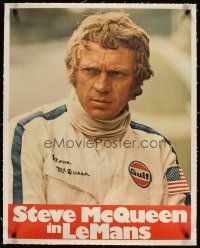 3k019 LE MANS linen teaser German 24x30 '71 great different c/u of race car driver Steve McQueen!