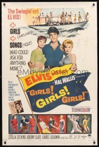 3k334 GIRLS GIRLS GIRLS linen 1sh '62 Elvis Presley, Stella Stevens & boat full of sexy girls!