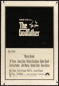 3k336 GODFATHER linen 1sh '72 Francis Ford Coppola crime classic from the novel by Mario Puzo!