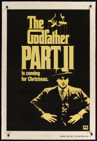 3k337 GODFATHER PART II linen advance 1sh '74 Al Pacino in Francis Ford Coppola classic sequel!