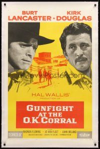 3k342 GUNFIGHT AT THE O.K. CORRAL linen 1sh '57 Burt Lancaster, Kirk Douglas, John Sturges!
