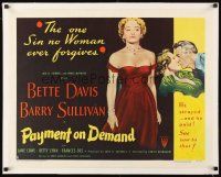 3k241 PAYMENT ON DEMAND linen 1/2sh '51 Barry Sullivan strayed & Bette Davis made him pay!