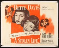 3k244 STOLEN LIFE linen 1/2sh '46 Bette Davis as identical twins with different fates, Glenn Ford