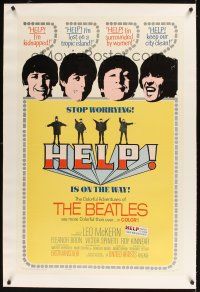 3k350 HELP linen 1sh '65 The Beatles, John, Paul, George & Ringo, rock & roll classic!