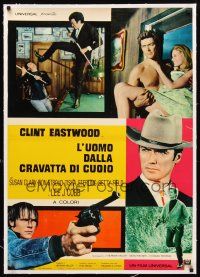 3k026 COOGAN'S BLUFF linen Italian lrg pbusta '68 montage of Clint Eastwood loving & fighting!