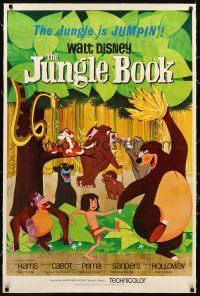 3k374 JUNGLE BOOK linen 1sh '67 Walt Disney cartoon classic, great image of all characters!