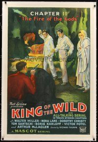 3k378 KING OF THE WILD linen chapter 11 1sh '31 really cool stone litho art, The Fire of the Gods!