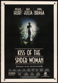 3k381 KISS OF THE SPIDER WOMAN linen 1sh '85 cool artwork of sexy Sonia Braga in spiderweb dress!