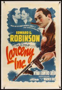 3k384 LARCENY INC. linen 1sh '42 Edward G. Robinson will steal the gold right out of your teeth!