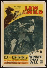 3k387 LAW OF THE WILD linen chapter 11 1sh '34 Bob Custer in death struggler, Winner Take All!