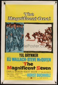 3k404 MAGNIFICENT SEVEN linen 1sh '60 Yul Brynner, Steve McQueen, John Sturges' 7 Samurai western!