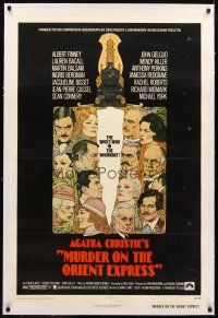 3k422 MURDER ON THE ORIENT EXPRESS linen 1sh '74 Agatha Christie, great art of cast by Richard Amsel