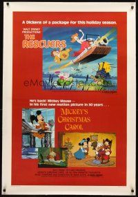 3k459 RESCUERS/MICKEY'S CHRISTMAS CAROL linen 1sh '83 Disney package for the holiday season!