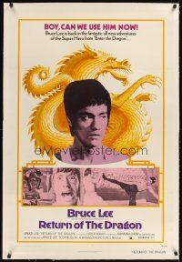 3k460 RETURN OF THE DRAGON linen 1sh '74 Bruce Lee kung fu classic, Chuck Norris, great images!