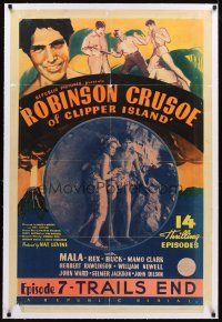 3k467 ROBINSON CRUSOE OF CLIPPER ISLAND linen chapter 7 1sh '36 Ray Mala full-length in inset!