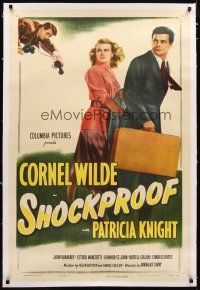 3k476 SHOCKPROOF linen 1sh '49 Cornel Wilde, directed by Douglas Sirk, written by Sam Fuller!