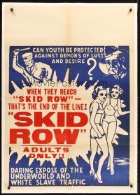 3k483 SKID ROW linen 1sh '50 can youth be protected against demons of lust & desire, great taglines
