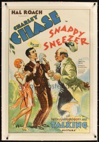 3k487 SNAPPY SNEEZER linen 1sh '29 great art of sexy flapper Thelma Todd with Charley Chase!