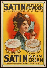 3k187 ALBERT F. WOOD SATIN SKIN POWDER AND SATIN SKIN CREAM linen 29x42 advertising poster 1903