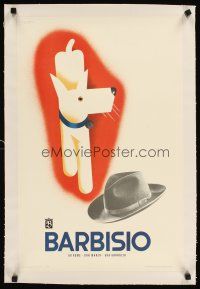 3k199 BARBISIO linen 16x25 Italian advertising poster '48 wonderful Mingozzi art of cute dog & hat!