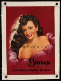 3k200 BINACA linen 13x19 Italian advertising poster '50s art of sexy smiling girl by E. Jummet!
