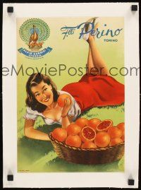 3k203 F.LLI PERINO linen 10x14 Italian advertising poster '51 sexy girl w/oranges art by Gian Rosa!
