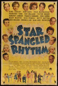 3k493 STAR SPANGLED RHYTHM linen 1sh '43 images of all of Paramount's best 1940s stars!