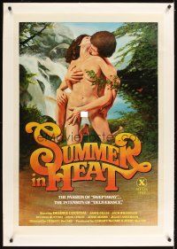 3k498 SUMMER IN HEAT linen 1sh '79 super sexy artwork of naked man and woman in throes of ecstasy!