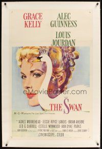 3k501 SWAN linen 1sh '56 wonderful close up artwork of beautiful Grace Kelly by Monet!